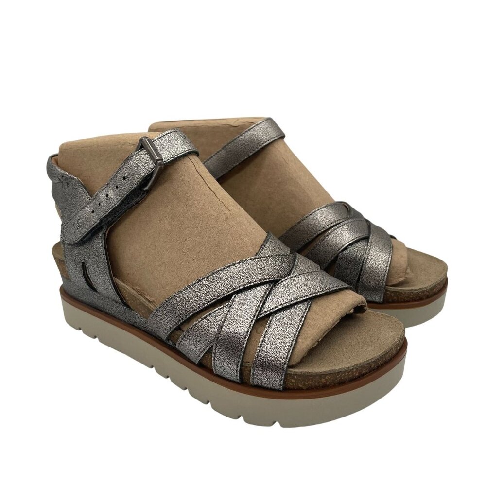 Josef Seibel Clea 14 Women Sandals Shoe Sz 36/US 6 Platin Antik Metallic Leather